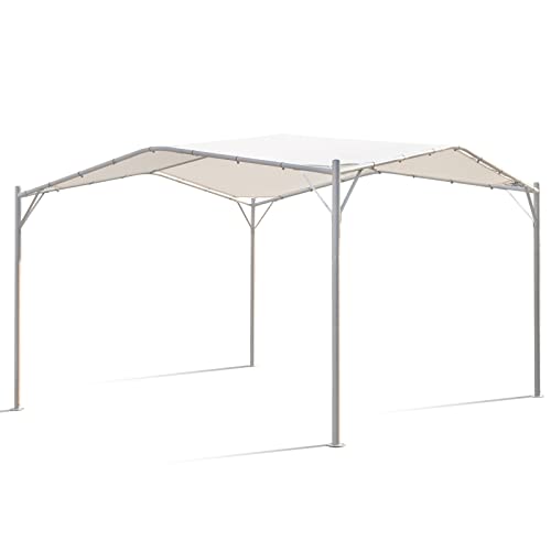 MeetLeisure 11.5FT x 11.5FT Pergola for Outdoor, Patio Pergola with Metal Frame and Top Canopy, Backyard Sun Shelter with Sun Shade on Top, Pergola with Sturdy Structure for Lawn, White