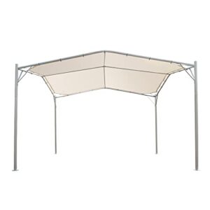 MeetLeisure 11.5FT x 11.5FT Pergola for Outdoor, Patio Pergola with Metal Frame and Top Canopy, Backyard Sun Shelter with Sun Shade on Top, Pergola with Sturdy Structure for Lawn, White