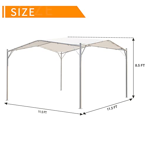 MeetLeisure 11.5FT x 11.5FT Pergola for Outdoor, Patio Pergola with Metal Frame and Top Canopy, Backyard Sun Shelter with Sun Shade on Top, Pergola with Sturdy Structure for Lawn, White