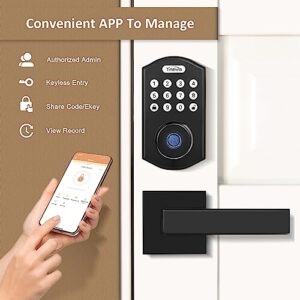 Tinewa Fingerprint Door Lock, Keyless Entry Door Lock, Electronic Keypad Deadbolt, Auto Lock, Anti-Peeking Password, Front Door Handleset for Homes, Apartments, Easy to Install