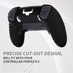 PlayVital 3D Studded Edition Anti-Slip Silicone Cover Case for ps5 Edge Controller, Soft Rubber Protector Skin for ps5 Edge Wireless Controller with 6 Thumb Grip Caps - Black