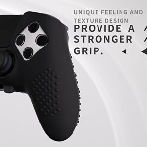 PlayVital 3D Studded Edition Anti-Slip Silicone Cover Case for ps5 Edge Controller, Soft Rubber Protector Skin for ps5 Edge Wireless Controller with 6 Thumb Grip Caps - Black