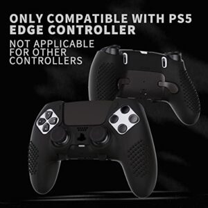 PlayVital 3D Studded Edition Anti-Slip Silicone Cover Case for ps5 Edge Controller, Soft Rubber Protector Skin for ps5 Edge Wireless Controller with 6 Thumb Grip Caps - Black