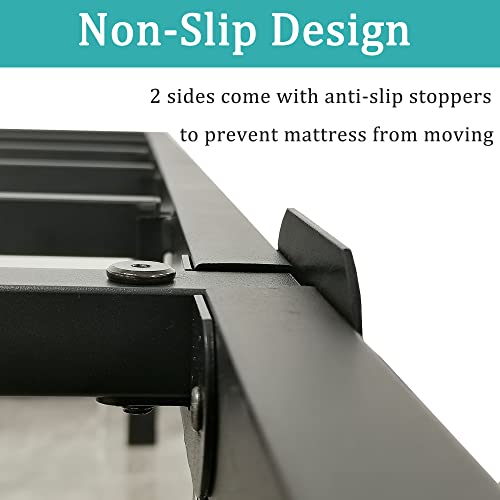 Kydins Queen Size Bed Frame with Storage Headboard Compatible Black Metal Platform No Box Spring Needed 3500 Lbs Heavy Duty Platform No Noise Non-Slip Sturdy Mattress Foundation