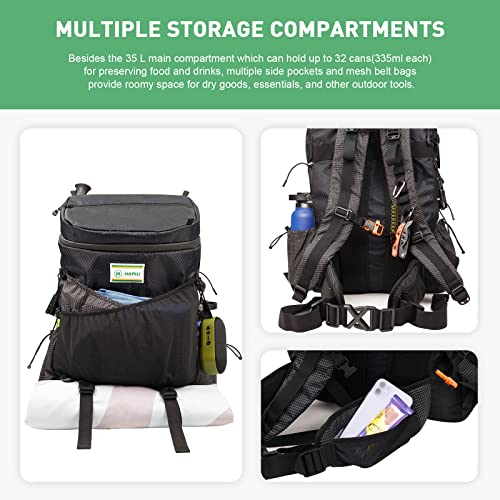 HAPILI Cooler Backpack Insulated Leak Proof 60 Cans Cooler Bag, Large Capacity Lightweight，2 Insulated Comaprtments Thermal Bag Camping Hiking Beach Picnics Fishing for Men and Women