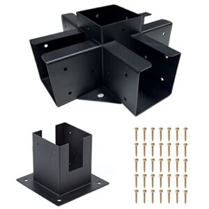wood stand kit with steel brackets 5-way right angle corner bracket or 4x4(inner size 3.5"*3.5") lumber with screws black powder-coated steel pergola/gazebo kit