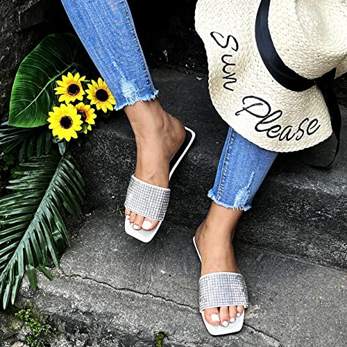 Sandals for Women Casual Summer, Women's Flat Sandals Peal Slip-On Open Toe Sandals Fashion Beach Comfy Sandals White