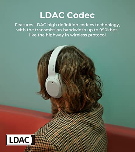 Edifier W820NB Plus Hybrid Active Noise Cancelling Headphones - LDAC Codec - Hi-Res Audio Wireless & Wired - Fast Charge - 49H Playtime - Over Ear Bluetooth V5.2 Headphones- Green