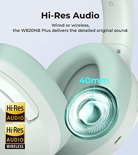 Edifier W820NB Plus Hybrid Active Noise Cancelling Headphones - LDAC Codec - Hi-Res Audio Wireless & Wired - Fast Charge - 49H Playtime - Over Ear Bluetooth V5.2 Headphones- Green