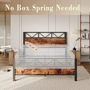 LIKIMIO Full Size Bed Frame, Tall Industrial Headboard 51.2", Platform Bed Frame Full with Strong Metal Support, Solid and Stable, Noise Free, No Box Spring Needed, Easy Assembly