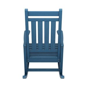 SERWALL Oversized Rocking Chair, Outdoor Rocking Chair for Adults, All Weather Resistant Porch Rocker for Lawn Garden, Blue