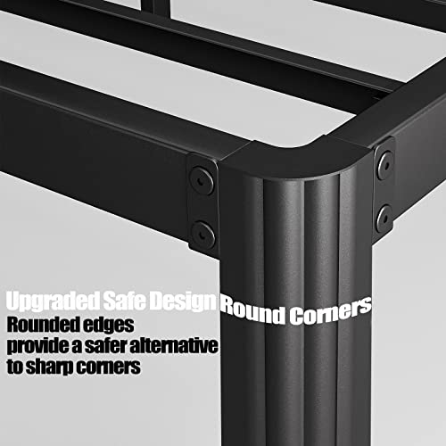 Hunlostten 14in High King Bed Frame No Box Spring Needed, Heavy Duty King Platform Bed Frame with Round Corners, Easy Assembly, Noise Free, Black