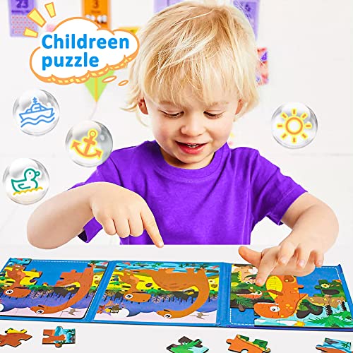 Jade Hare Magnetic Puzzles for Kids Ages 3-5 40 Pieces Paper Puzzle Book Road Trip Learning Magnet and Toys for Travel Puzzles for Toddlers 3-8 Aged Boys and Girls Advanced Dinosaur…