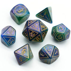 golden jade of magic dnd resin dice set for dungeons and dragons, d&d, d20, d and d, polyhedral resin dice, dungeons and dragons gifts, accessories