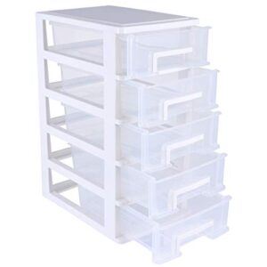 safigle mini plastic drawers organizer 5 drawer storage organizer plastic storage bins with drawers space saving small plastic drawers for crafts small tools sationary and hardware