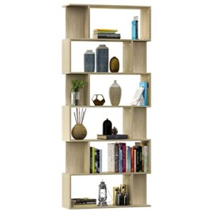 Youuihom Book Cabinet/Room Divider, Wood Freestanding Display Storage Shelving, for Your Bedroom, Living Room, Kitchen or Office, Sonoma Oak 31.5"x 9.4"x 75.6" Engineered Wood