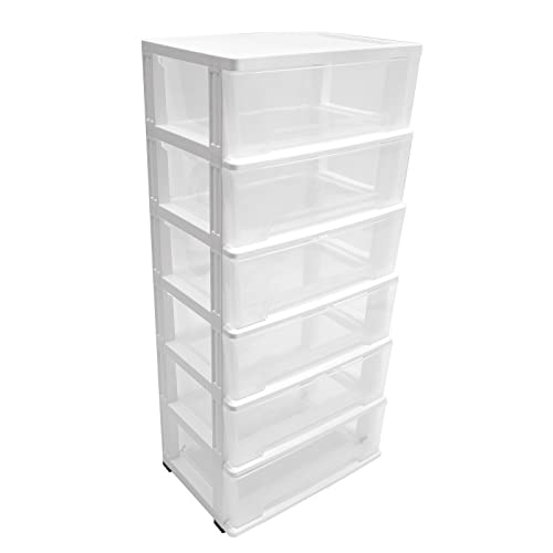 6 Rolling Storage carts, Rolling Storage Cart, Storage Tower Organizer Units for Closet, Living Room, Hallway, Dormitory, Home Office Bedroom White