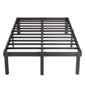 FDLOGW Queen Bed Frame, 16 Inch Queen-Size Bed Frames with Round-Corner Leg, Heavy Duty Steel Slat Mattress Foundation, Easy Assembly, Noise-Free, No Box Spring Needed