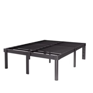 FDLOGW Queen Bed Frame, 16 Inch Queen-Size Bed Frames with Round-Corner Leg, Heavy Duty Steel Slat Mattress Foundation, Easy Assembly, Noise-Free, No Box Spring Needed