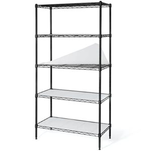 fencer wire nsf adjustable height wire shelving unit w/liner, basement storage shelving, metal steel storage shelves, kitchen, garage shelving storage organizer, utility shelf, 5-tier w/liners