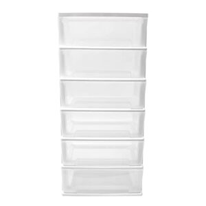 Gdrasuya10 Plastic Drawers Dresser with 6 Drawers, 19.7 x 13 x 43inches Plastic Tower Closet Organizer with Wheels Suitable for Apartments Condos And Dorm Room, (White)