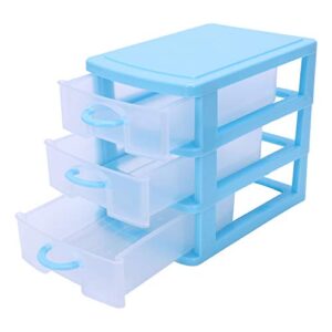prizom mini translucent drawer type plastic storage box（blue 3 layers）