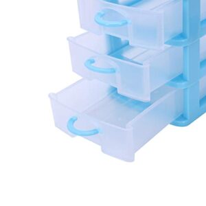 PRIZOM Mini Translucent Drawer Type Plastic Storage Box（Blue 3 Layers）