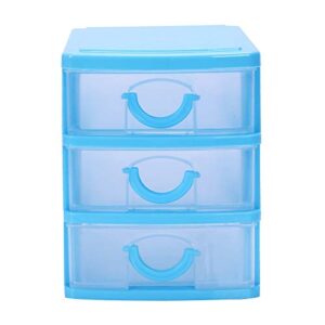 PRIZOM Mini Translucent Drawer Type Plastic Storage Box（Blue 3 Layers）