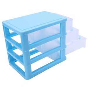 PRIZOM Mini Translucent Drawer Type Plastic Storage Box（Blue 3 Layers）