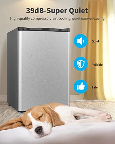 Anpuce 4.5 Cu.Ft Compact Refrigerator Mini Fridge with Freezer Single Door Small Refrigerator with Adjustable Thermostat Control