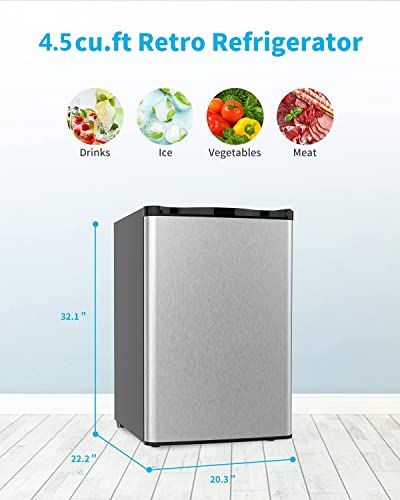 Anpuce 4.5 Cu.Ft Compact Refrigerator Mini Fridge with Freezer Single Door Small Refrigerator with Adjustable Thermostat Control