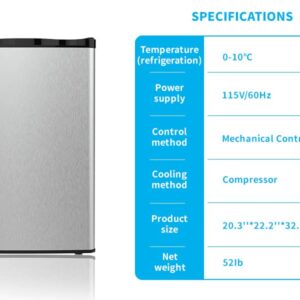 Anpuce 4.5 Cu.Ft Compact Refrigerator Mini Fridge with Freezer Single Door Small Refrigerator with Adjustable Thermostat Control