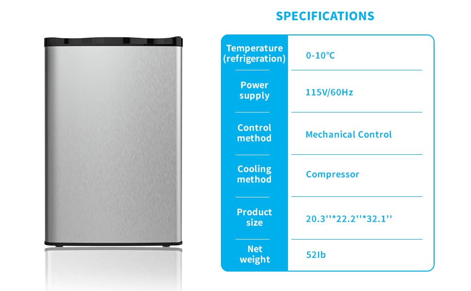 Anpuce 4.5 Cu.Ft Compact Refrigerator Mini Fridge with Freezer Single Door Small Refrigerator with Adjustable Thermostat Control