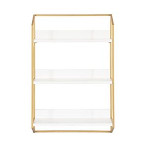 Kate and Laurel Hylton Modern Glam 3-Tier Floating Wall Shelf for Display and Storage, 18x28x7, White/Gold