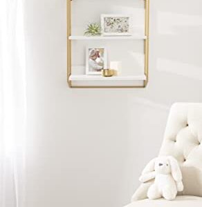 Kate and Laurel Hylton Modern Glam 3-Tier Floating Wall Shelf for Display and Storage, 18x28x7, White/Gold