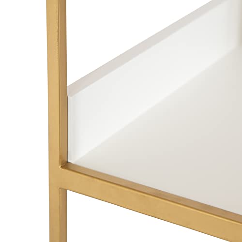 Kate and Laurel Hylton Modern Glam 3-Tier Floating Wall Shelf for Display and Storage, 18x28x7, White/Gold