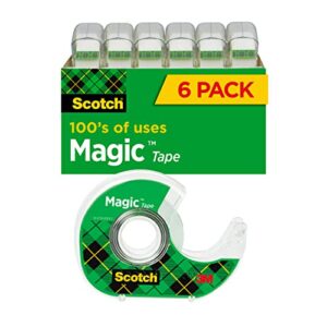 Scotch Thermal Laminating Pouches, 200- Count-Pack of 1, 8.9 x 11.4 Inches, Letter Size Sheets, Clear, 3-Mil (TP3854-200) & Scotch Magic Tape, 6 Rolls & Scotch Magic Tape, 6 Rolls