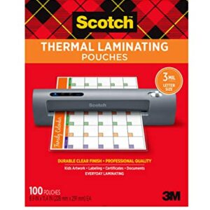 Scotch Thermal Laminating Pouches, 200- Count-Pack of 1, 8.9 x 11.4 Inches, Letter Size Sheets, Clear, 3-Mil (TP3854-200) & Scotch Thermal Laminating Pouches & Scotch Magic Tape, 6 Rolls