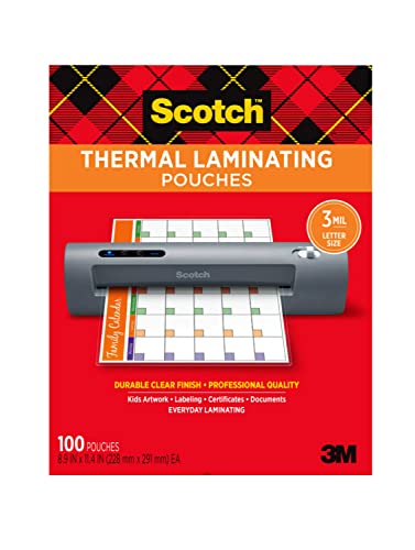 Scotch Thermal Laminating Pouches, 200- Count-Pack of 1, 8.9 x 11.4 Inches, Letter Size Sheets, Clear, 3-Mil (TP3854-200) & Scotch Thermal Laminating Pouches & Scotch Magic Tape, 6 Rolls