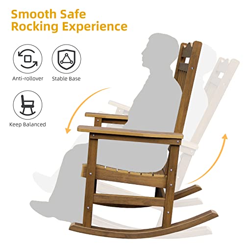 DWVO Patio Rocking Chair, All-Weather Resistant Outdoor Indoor Polyethylene Patio Rocker Chair with Cushion, Comfortable and Easy to Maintain Rocker for Balcony, Backyard and Living Room(Brown)