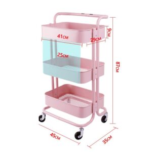 BHVXW 3 Tier Storage Rack with 4 Wheels Home Kitchen Rack Living Room Bedroom Item Storage Rack