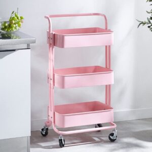 BHVXW 3 Tier Storage Rack with 4 Wheels Home Kitchen Rack Living Room Bedroom Item Storage Rack