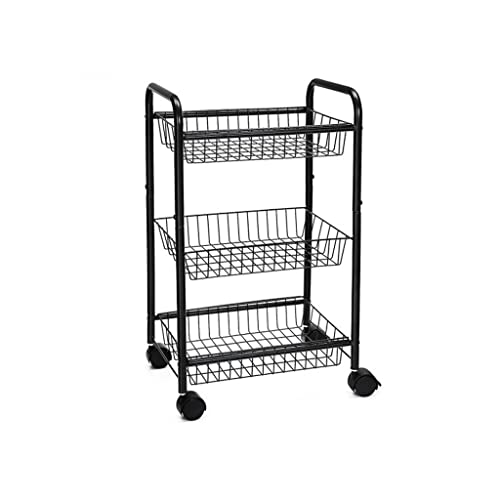 BHVXW 3 Tier Kitchen Trolley on Wheels with Handle Trolley for Kitchen Bathroom Cabinet White Black (Color : E, Size : 28.3cm*16.5cm)