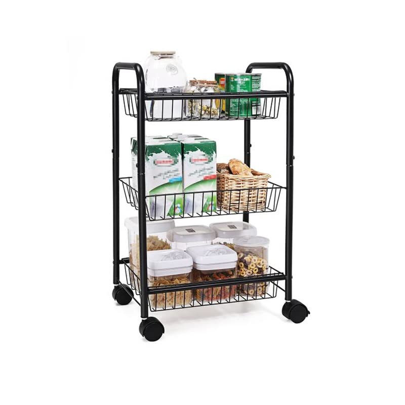 BHVXW 3 Tier Kitchen Trolley on Wheels with Handle Trolley for Kitchen Bathroom Cabinet White Black (Color : E, Size : 28.3cm*16.5cm)