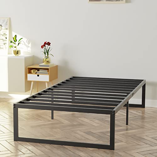 NapQueen Alpha New Metal Platform Bed Frame/Modular Design/Max Weight Capacity 1500 lbs/Heavy Duty/No Box Spring Required/Easy Assembly, Twin