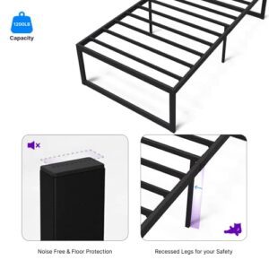 NapQueen Alpha New Metal Platform Bed Frame/Modular Design/Max Weight Capacity 1500 lbs/Heavy Duty/No Box Spring Required/Easy Assembly, Twin