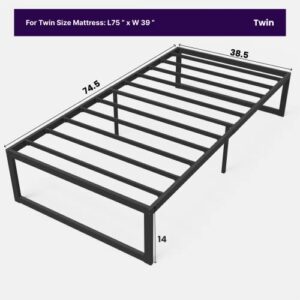 NapQueen Alpha New Metal Platform Bed Frame/Modular Design/Max Weight Capacity 1500 lbs/Heavy Duty/No Box Spring Required/Easy Assembly, Twin
