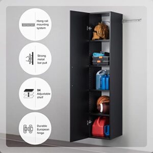 Prepac HangUps 15 in Narrow Garage Storage Cabinet, W x 72" H x 16" D, Black