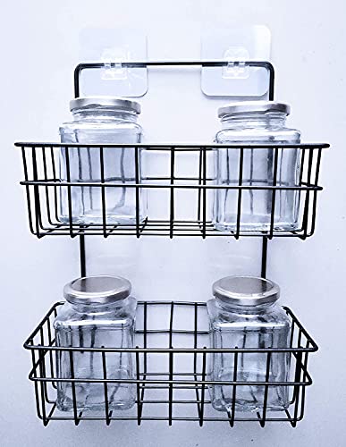 Krupasadhya Metal Wall Hanging Kitchen Storage 2 Layer Metal Wire Rack Rustic Solid Shelf for Bathroom Decor Storage for Home Storage -Multicolor