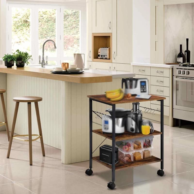 BHVXW 3 Tier Kitchen Storage Cart Home Kitchen Multifunctional Storage Rack Cart